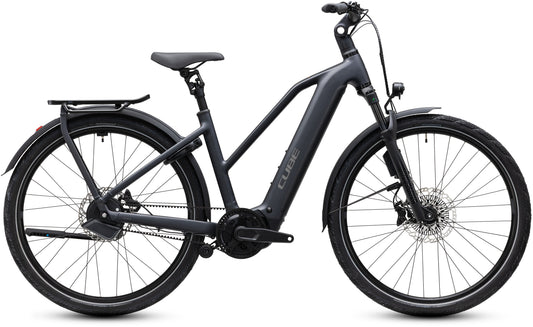 CUBE Kathmandu Hybrid Deluxe EXC 800 Trapeze E-Trekkingrad 2027 in stealthgrey und grey, Seitenansicht