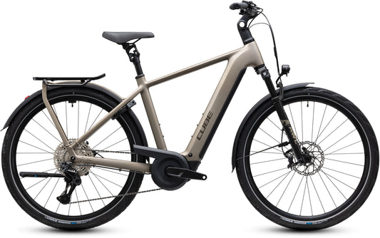 CUBE Kathmandu Hybrid SLX 800 E-Trekkingrad 2027 in flashstone und chrome, Seitenansicht
