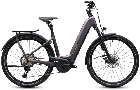 CUBE Kathmandu Hybrid SLT 800 Easy Entry E-Trekkingrad 2027 in mysticgraphite und reflex, Seitenansicht