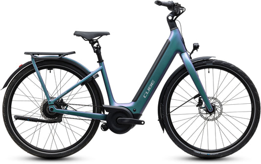 CUBE Supreme Hybrid C:62 Deluxe SLX 600 Easy Entry E-Cityrad 2027 in polarlight und grey, Seitenansicht