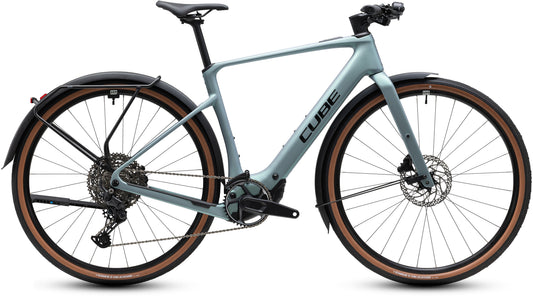 CUBE Nulane Hybrid C:62 Race 400x FE E-Fitnessbike 2027 in seagrey und black, Seitenansicht