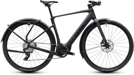 CUBE Nulane Hybrid C:62 SLX 400x FE E-Fitnessbike 2027 in mineralblack und orange, Seitenansicht