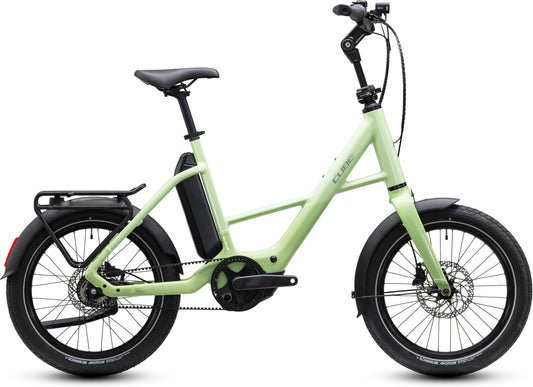 CUBE Compact Hybrid Deluxe 540 E-Kompaktrad 2027 in lindgreen und reflex, Seitenansicht
