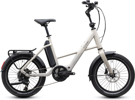 CUBE Compact Hybrid 540 E-Kompaktrad 2027 in cotton und reflex, Seitenansicht