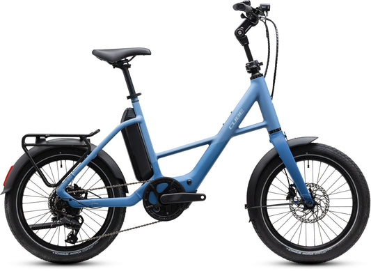 CUBE Compact Hybrid 540 E-Kompaktrad 2027 in thistleblue und blue, Seitenansicht