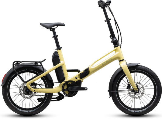 CUBE Fold Hybrid Deluxe 540 E-Faltrad 2027 in paleyellow und sage, Seitenansicht