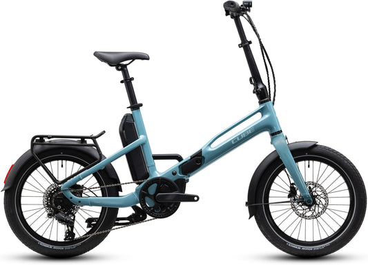 CUBE Fold Hybrid 540 Arubablue N Sky E-Faltrad 2027 in arubablue und blue, Seitenansicht