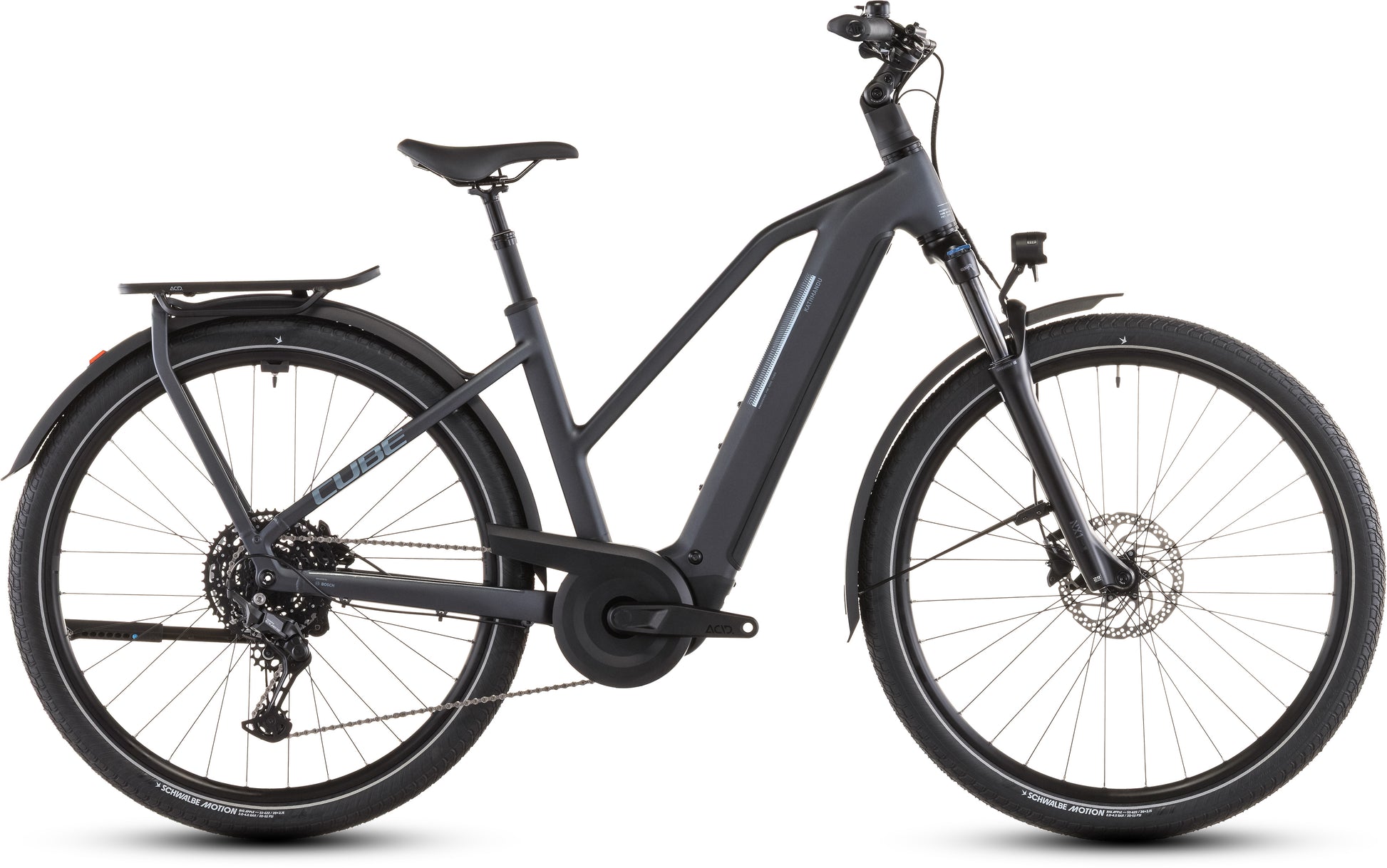 Produktbild: Cube Kathmandu Hybrid ONE 800 metallicgrey´n´grey, Seitenansicht (weißer Hintergrund)