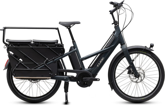 CUBE Longtail Hybrid Deluxe Family 800 E-Lastenrad 2027 in shadowgrey und grey, Seitenansicht