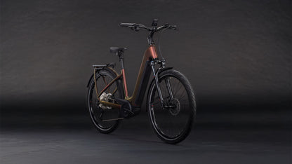 Produktbild: Cube Kathmandu Hybrid Pro 800 sunglow´n´chrome, Schrägansicht (schwarzer Hintergrund)