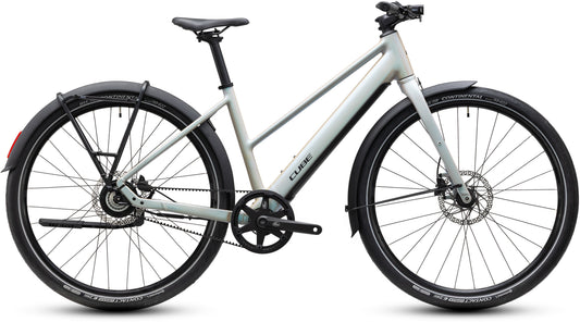 CUBE Editor Hybrid Pro 360 FE Trapeze E-Cityrad 2027 in glintsand und black, Seitenansicht