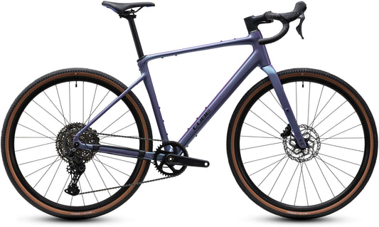 CUBE Nuroad Pro Gravelbike 2027 in mysticpurple und black, Seitenansicht