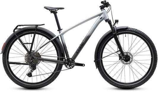 CUBE Aim Pro FE Mountainbike Hardtail 2027 in grey und black, Seitenansicht