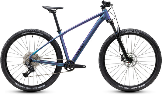 CUBE Aim SLT Mountainbike Hardtail 2027 in mysticpurple und black, Seitenansicht