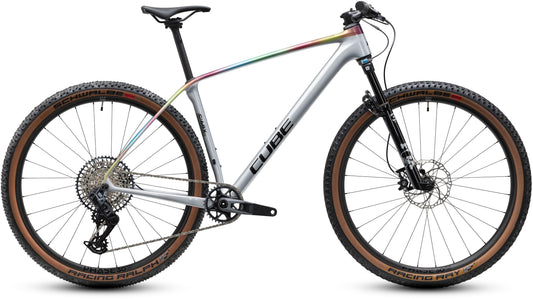 CUBE Reaction C:68X SLX Mountainbike Hardtail 2027 in silvergrey und softflow, Seitenansicht