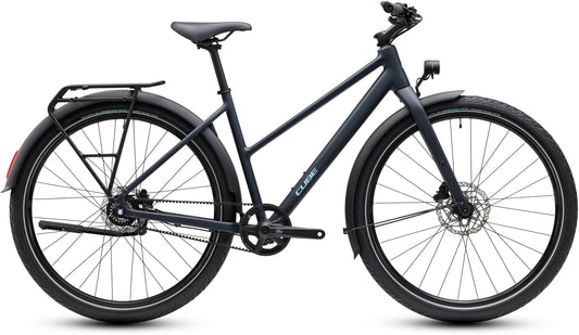 CUBE Editor Pro FE Trapeze Cityrad 2027 in night und chrome, Seitenansicht