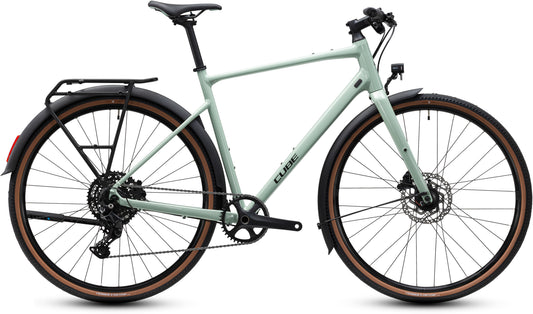 CUBE Nulane Pro FE Fitnessbike 2027 in aloegreen und black, Seitenansicht