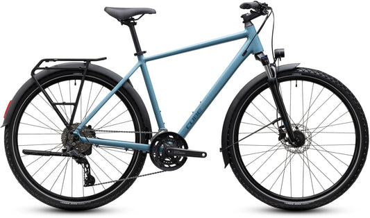CUBE Nature Pro FE Trekkingrad 2027 in surfblue und blue, Seitenansicht