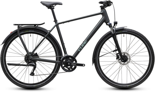 CUBE Kathmandu ONE Trekkingrad 2027 in blackforest und chrome, Seitenansicht