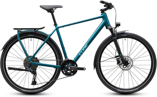 CUBE Kathmandu EXC Trekkingrad 2027 in metallicpetrol und sea, Seitenansicht