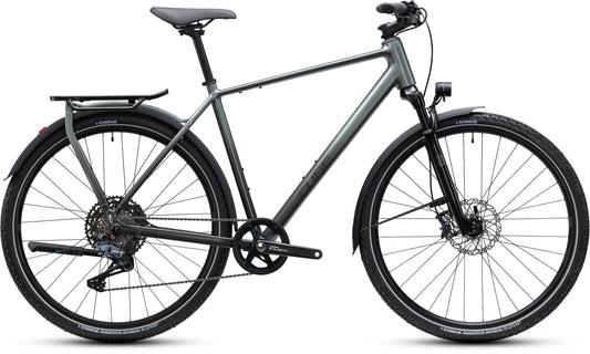 CUBE Kathmandu SLT Trekkingrad 2027 in flashgrey und chrome, Seitenansicht