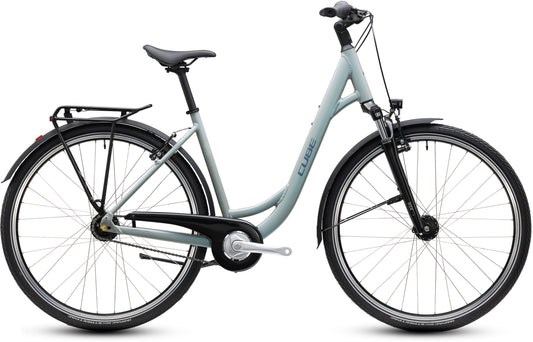 CUBE Town ONE Easy Entry Cityrad 2027 in frostyleaves und blue, Seitenansicht