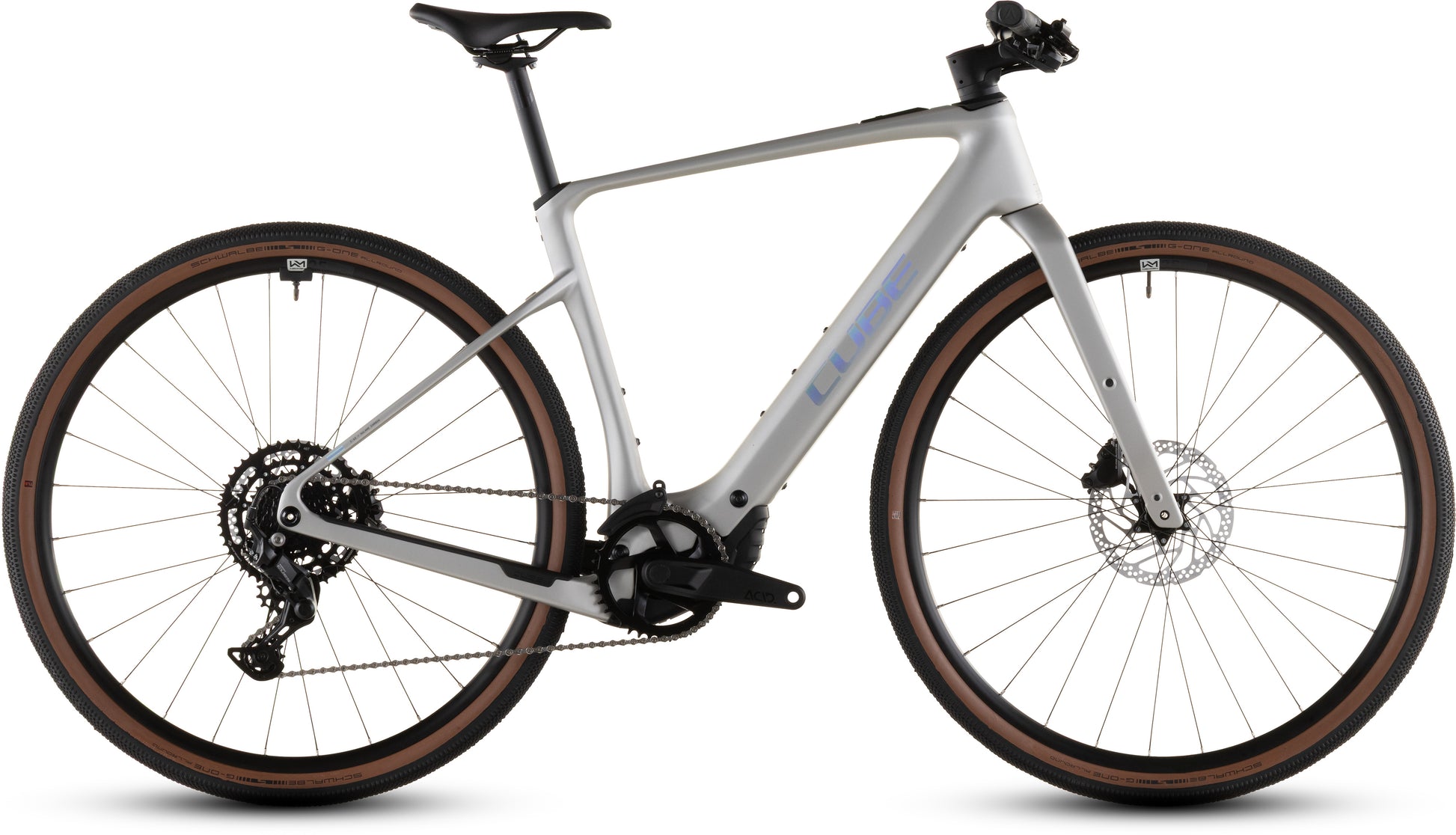 Produktbild: Cube Nulane Hybrid C:62 Race 400X sleekgrey´n´prism, Seitenansicht (weißer Hintergrund)