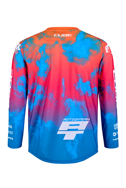 CUBE MTB Trikot ROOKIE X Actionteam langarm blue´n´pink´n´orange