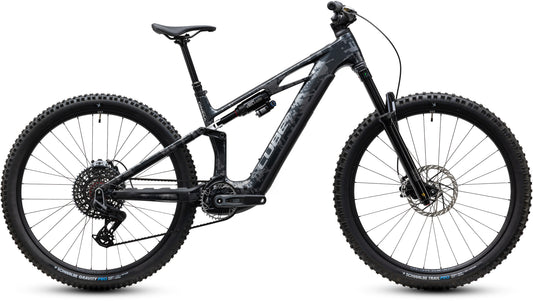 CUBE Stereo Hybrid ONE44 HPC Super TM 800 E-Mountainbike Fully 2027 in graphiteglitch und grey, Seitenansicht