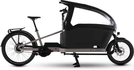 CUBE Cargo Hybrid Comfort Pro Family 800 E-Lastenrad 2027 in oatgrey und reflex, Seitenansicht