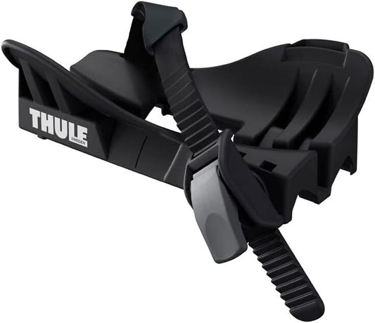 Schwarze THULE Radhalterung mit Spanngurten für Fahrradträger