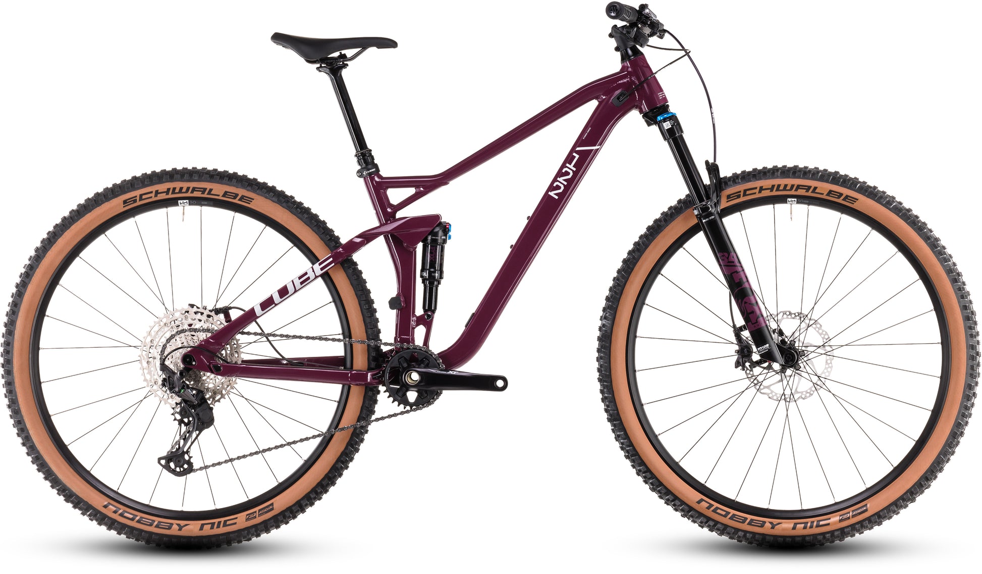 Produktbild: Cube Stereo ONE22 Race wine´n´grey, Seitenansicht (weißer Hintergrund)