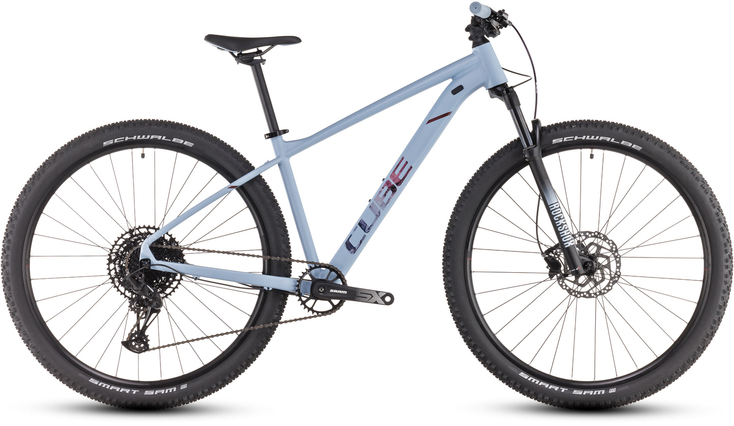 Cube Attention SLX pigeonblue´n´rubyred 2025