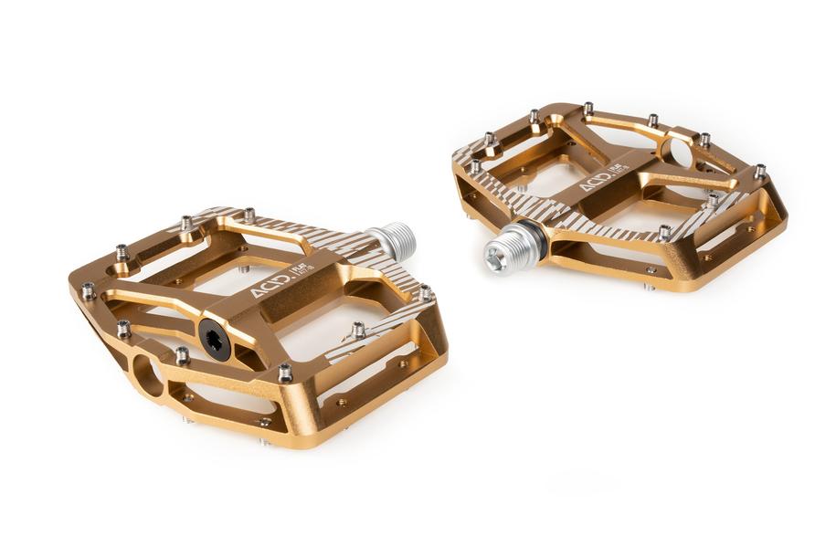 goldene pedale mtb ACID FLAT A17-IB – MTB Pedale Aluminium, CNC, Gold