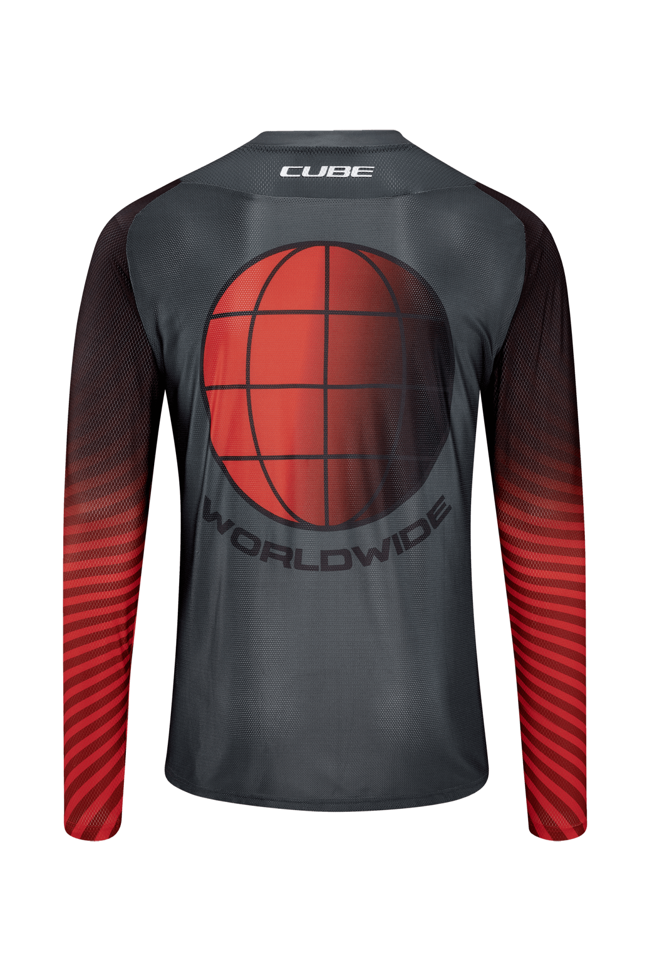 CUBE VERTEX Rundhalstrikot langarm grey´n´red S